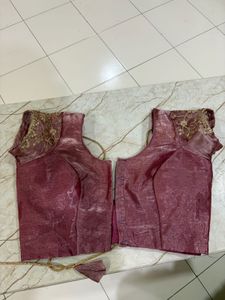 Exquisite Embroidered Silk Saree with stitched blo