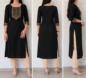 Elegant Black Kurta with Gold Embellishments