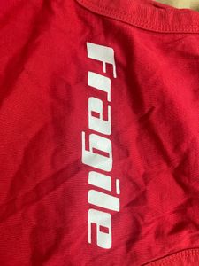 Red "Fragile" Graphic Tank Top