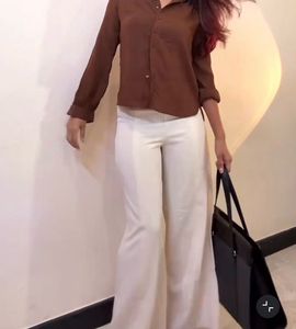 Cream Wide Leg Trousers