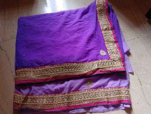Purple Embroidered Georgette Saree
