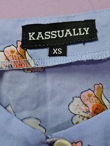 Blue Floral Cinched Waist Top