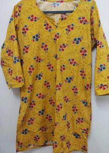 Yellow Floral Print Kurta