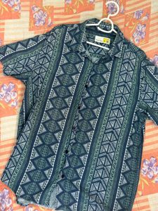 Men's Blue Geometric Print Shirt