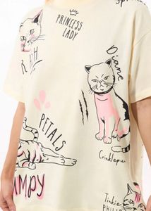 Cat Print Oversized T-Shirt