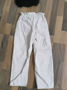 High-Waisted Cream Pants
