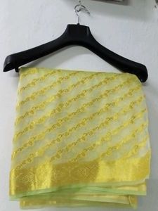 Elegant Yellow Saree with Golden Border