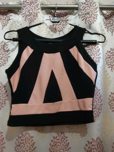 Stylish Black & Pink Crop Top