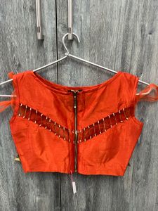Vibrant Orange Designer Blouse
