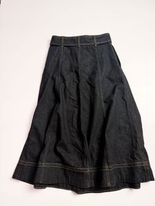Denim Belted Midi Skirt