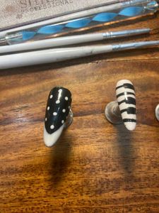 long polka dot bow press on nails