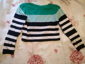 Striped Casual Crop Tee
