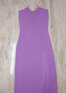 Lilac Midi Dress with Slit