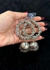 Oxidised Jhumka Hoop Earrings