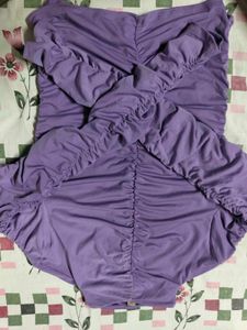 H&amp;M Purple Gathered Turtle Neck Top