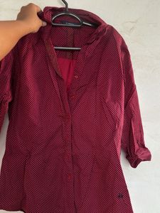 Chic Maroon Dotted Shirt