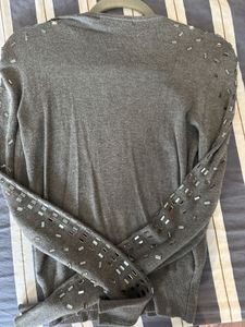Embellished Grey Sweater