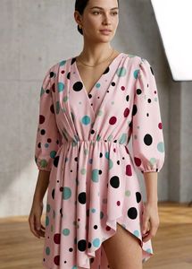 Pink Polka Dot Wrap Dress