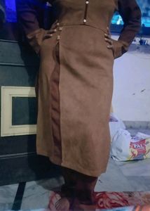 A Woolen Kurti Set In Brown Colour