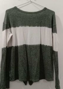 Green &amp; White Striped Tie-Front Top