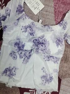 Sheer Floral Print Long Sleeve Top