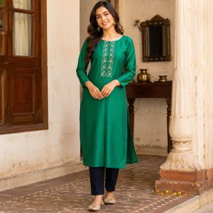 Green Kurta Set with Pants 🖤