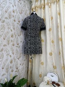 Black &amp; White Geometric Print Mini Dress