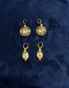 Elegant Gold Tone Gemstone Earrings Set