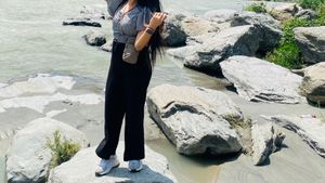 Stylish Checkered Puff Sleeve Top