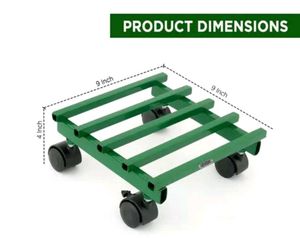 Green Metal Plant Stand with Wheels