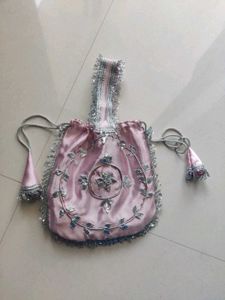 Pink Potli Bag with Mirror Work