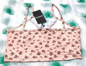 Chic Floral Print Cropped Cami Top