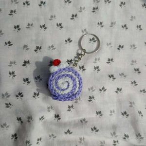 Cute Crocheted Swiss Roll Keychain
