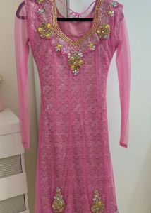 Elegant Pink Embellished Indian Outfit