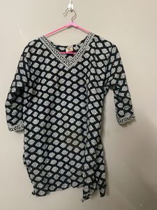 Black and White Printed Kurta