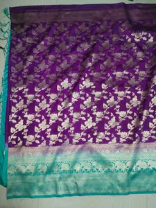 New Model Purple💜sea Green Big Border Saree