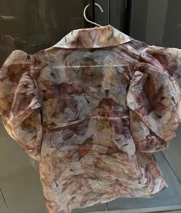 Sheer Floral Puff Sleeve Blouse