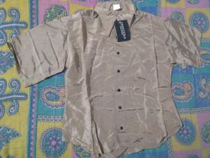 Brown Short Sleeve Casual Shirt