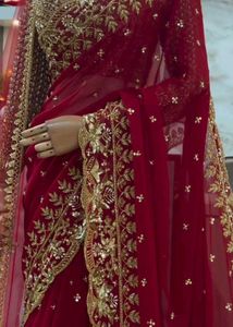 Stunning Red &amp; Gold Embroidered Lehenga Choli