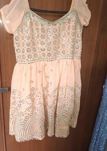 Beautiful Peach Sequined Kurta Set perfect for par