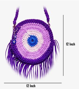 Boho Evil Eye Crochet Shoulder Bag