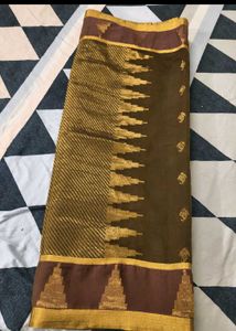 New Brown Saree with Gold Border