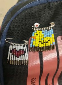 Beaded Safety Pin Brooches