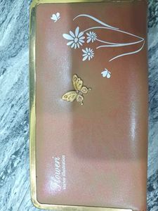 Brown Clutch with Butterfly and Flower Design