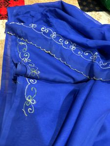 Luxury Royal Blu Saree | Elegant Handwork Detailin
