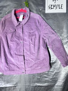 Purple Corduroy Button-Up Jacket