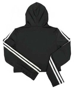 Black Gym Cropped Hoodie with White Stripes