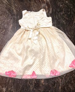 Girls' Cream &amp; Pink Party Dress