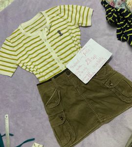 Set knit32-34 with skirt olive 28