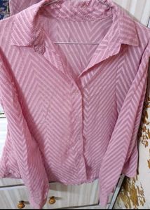 Chic Pink Chevron Textured Top